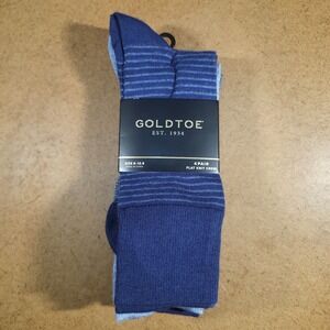 Gold Toe Men's 4-Pair Dress Flat Knit Crew Socks, Multicolor, Size 6-12.5